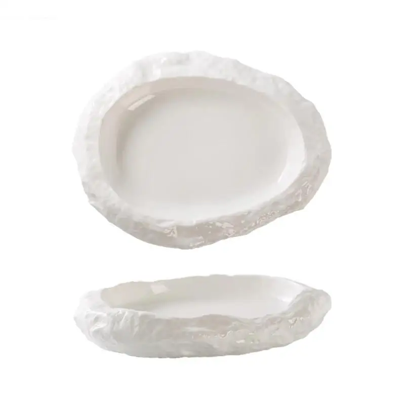 Hollow Ceramic Dinner Dish Steak Plate Household Irregular Shaped Tableware Snack Dishes Dessert Tray Restaurant Pasta