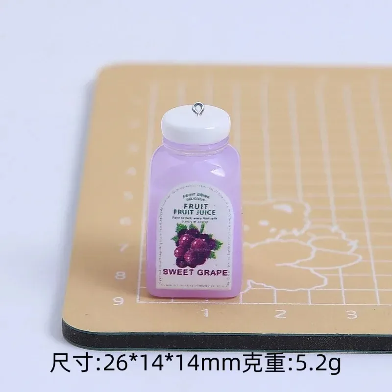 10Pcs Kawaii Mini 3D Cherry Orange Juice Bottle Resin Pendants Cute Drink Charms DIY Handmade Craft Supplies for Earrings - view 4