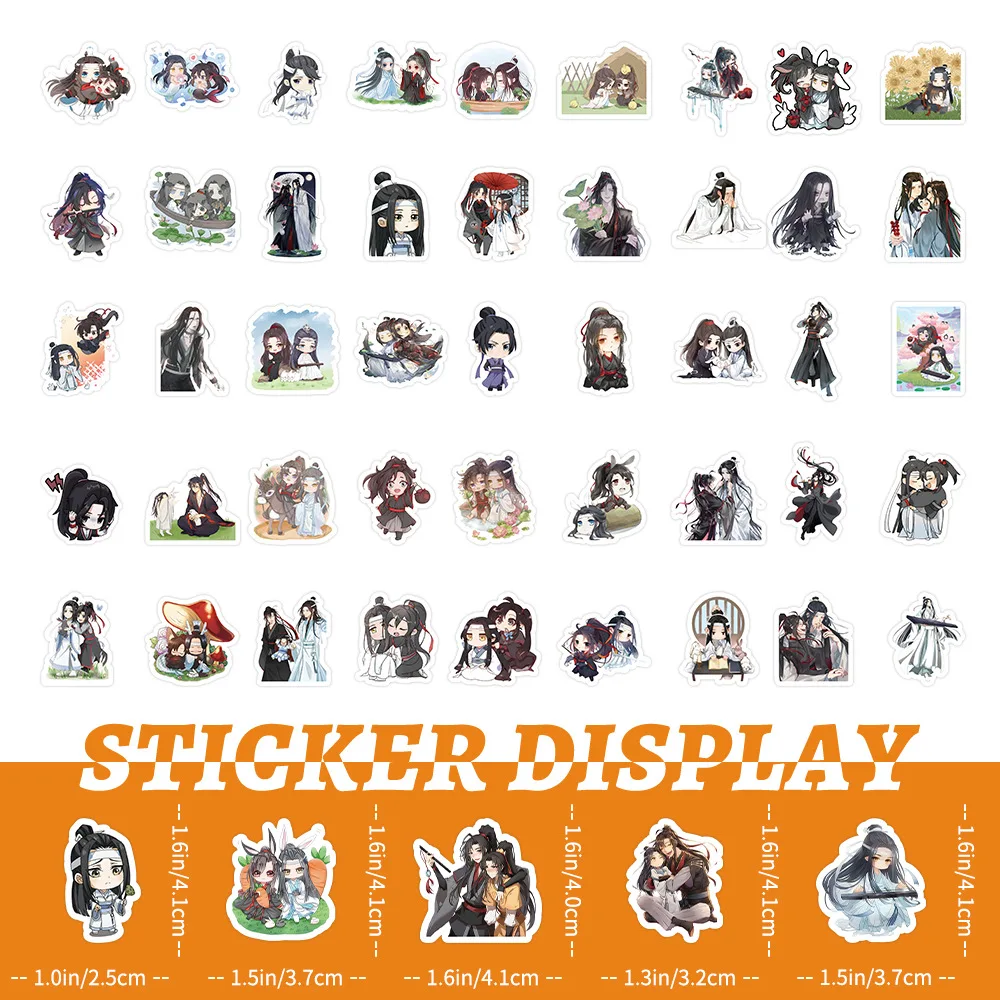 100pcs Anime Mo Dao Zu Shi Wei Wuxian The Untamed Cosplay Sticker Lan Wangji DIY Cartoon Scrapbook Decor Label Toy Stickers