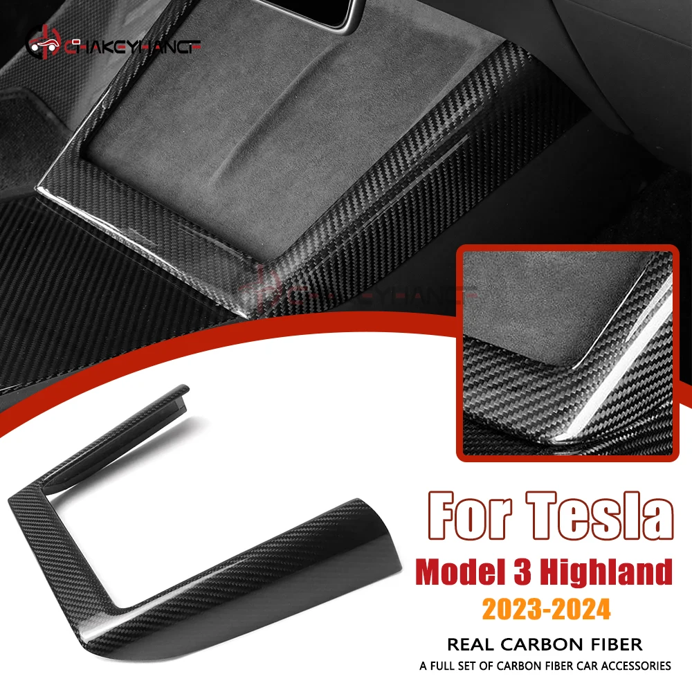 

Рамка для беспроводной зарядки из углеродного волокна, декоративная крышка, аксессуары для салона автомобиля для Tesla Model Y 2021 года, Juniper Model 3 Highland
