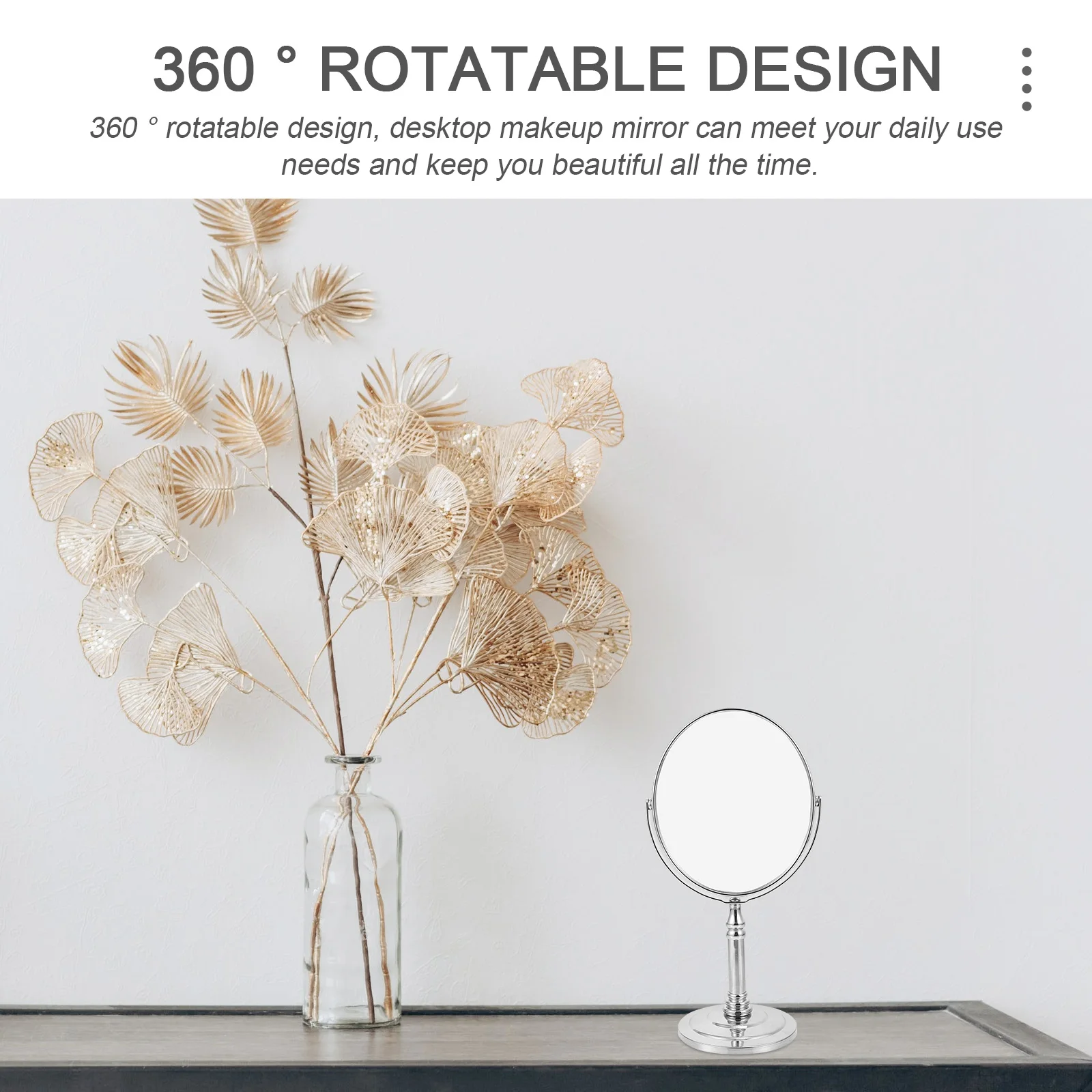 1 stuks meisje desktop cosmetica spiegel dubbelzijdig draaibare spiegel thuis make-up tool stabiele basis elegant en delicaat ontwerp