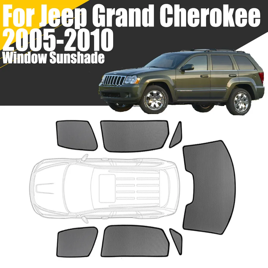Custom Magnetic Car Window Sunshade For Jeep Grand Cherokee 2005 - 2010 Curtain Mesh Front Windshield 2006 2007 2008 2009
