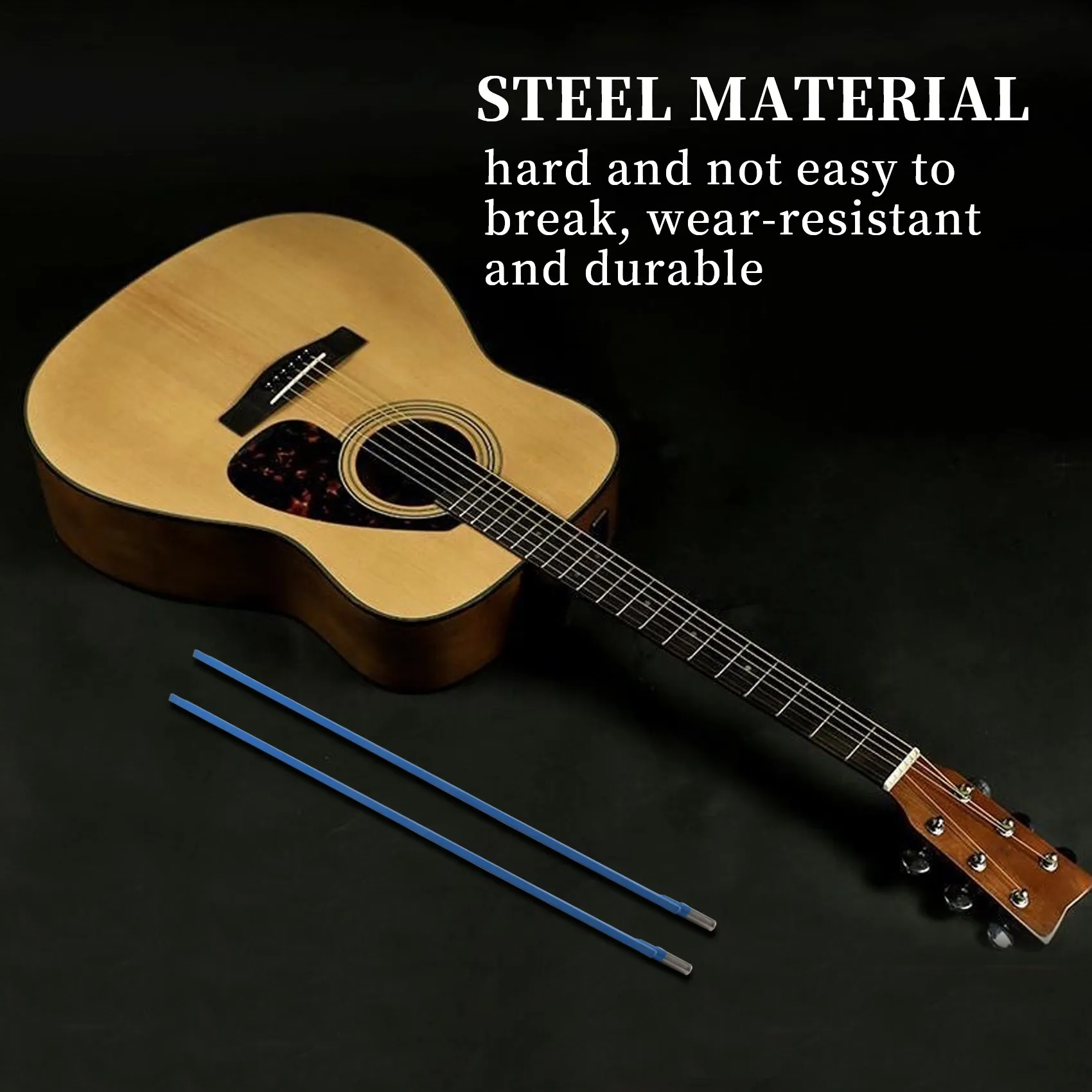 

Новое поступление, 2 шт., двухсторонний стержень, стальной стержень для гитары, 9 х 440 мм, синий