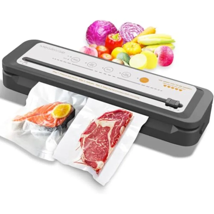 

Vacuum Sealer for Kitchen Use, Stainless Steel Body, Black, Portable with Strong Suction Power, Includes Bags and Cutter, Etern