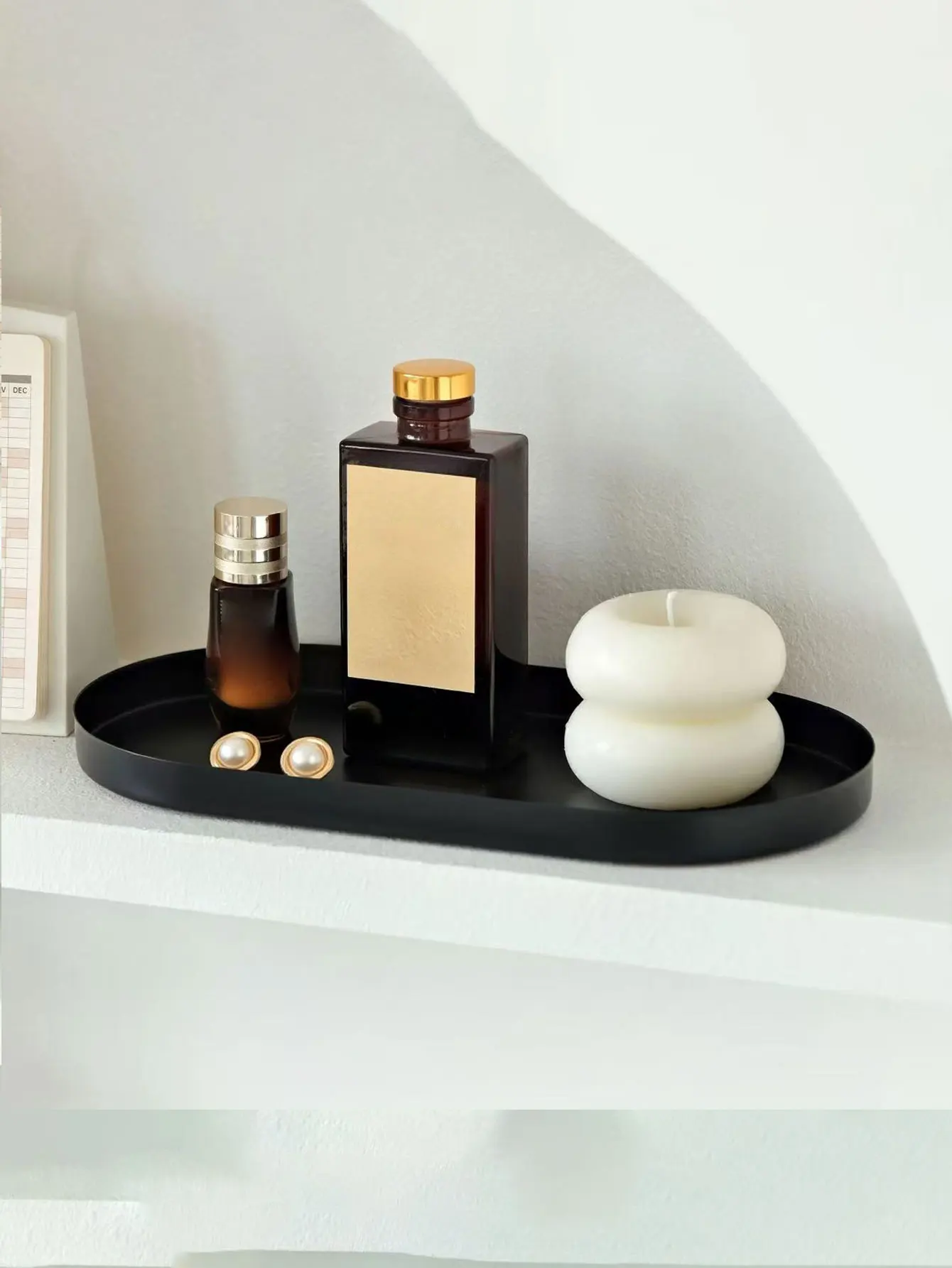 Oval Stainless Steel Tray, Simple Desktop Decoration, Storage Plate, Aromatherapy Jewelry Cosmetics Storage Tray 1Pcs