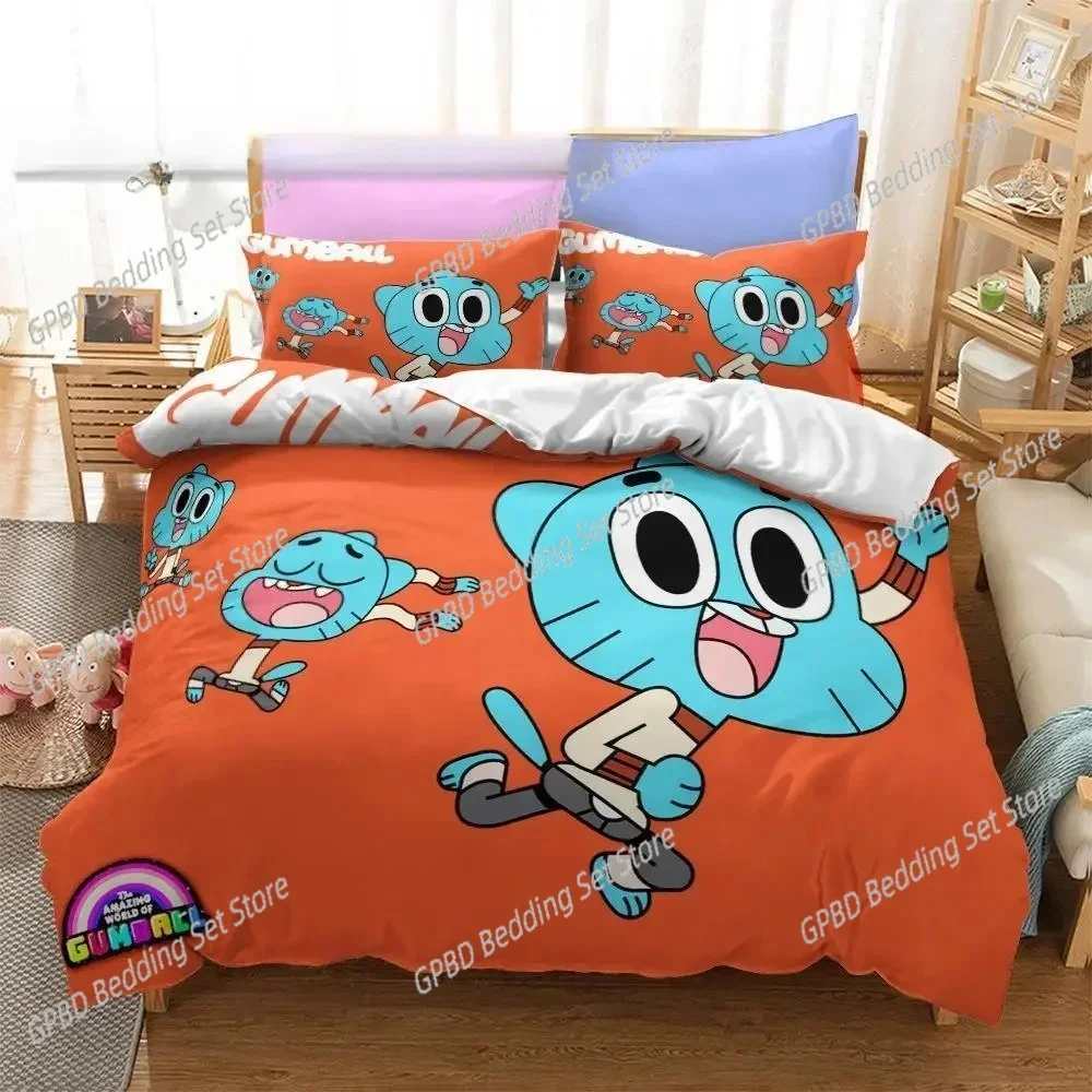 Anime Amazing World Gumball 3D NEW Duvet Cover Pillowcase Bedding Set Adult Boy Bedroom Decoration Children Single Double Large