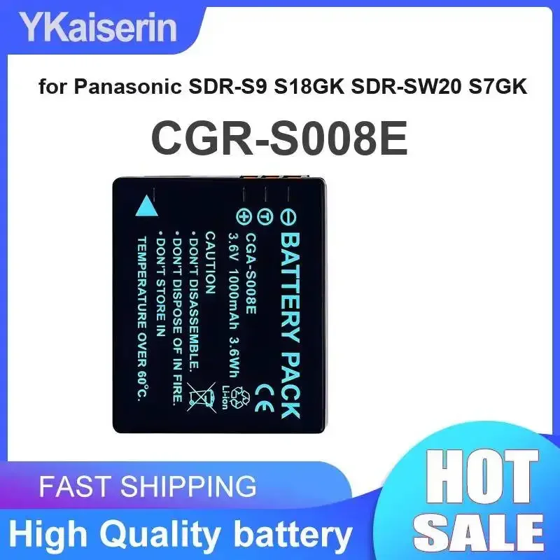 For Panasonic Sdr-S9 S18GK Sdr-SW20 S7GK Stable Power Supply 1000mAh Camera Battery Cgr-S008E High-Capacity