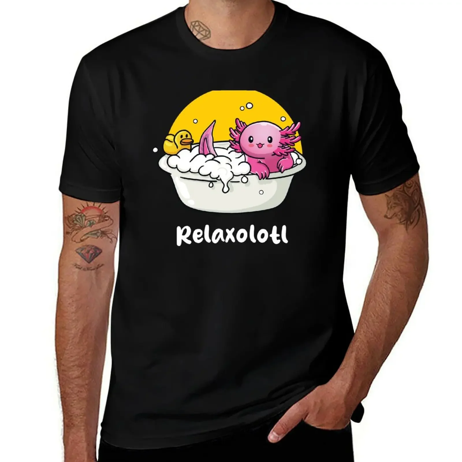 

Relaxalotl - cute axolotl (on dark colors) T-Shirt animal prinfor boys blanks plus size tops essential t shirt Men's clothing