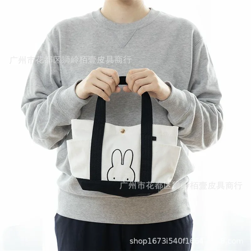 Kawaii Anime Miffy Rabbit New Handbag Canvas Bag Large Capacity Cartoon Cute Handbag Fashion Portable Lunch Bag Gifts for Kids