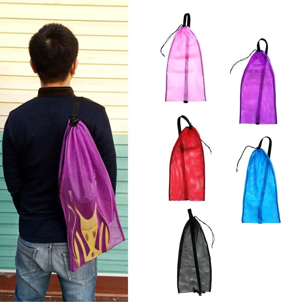 Mesh Backpack Large Diving Bag with Reinforced Shoulder Strap for Carrying Fins Flippers Goggles and Beach Supplies