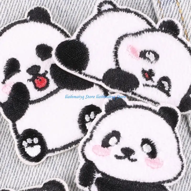 

573B Pack Of 6 Panda Embroidery SelfAdhesive Patches Stickers Nonsewing For All Ages