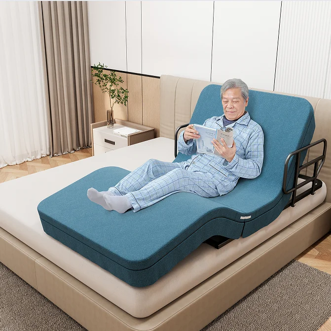 Multifunctional single electric adjustable auxiliary rollover nursing bed with foam mattress