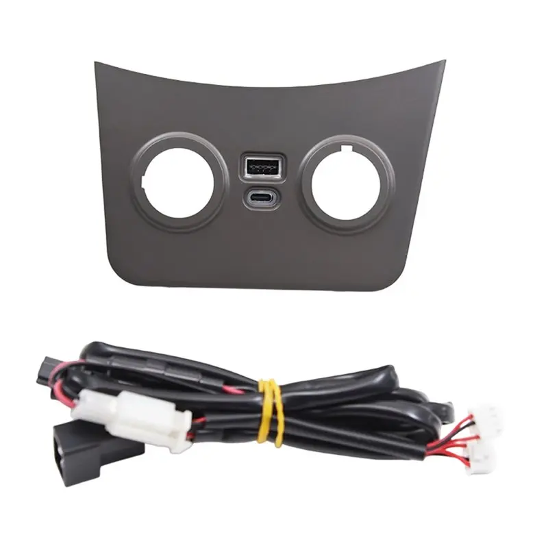Bezel Cover Car PD QC3.0 TYPE-C Phone Charging Adapter For Reina Verna 2010-2016 Dark Gray
