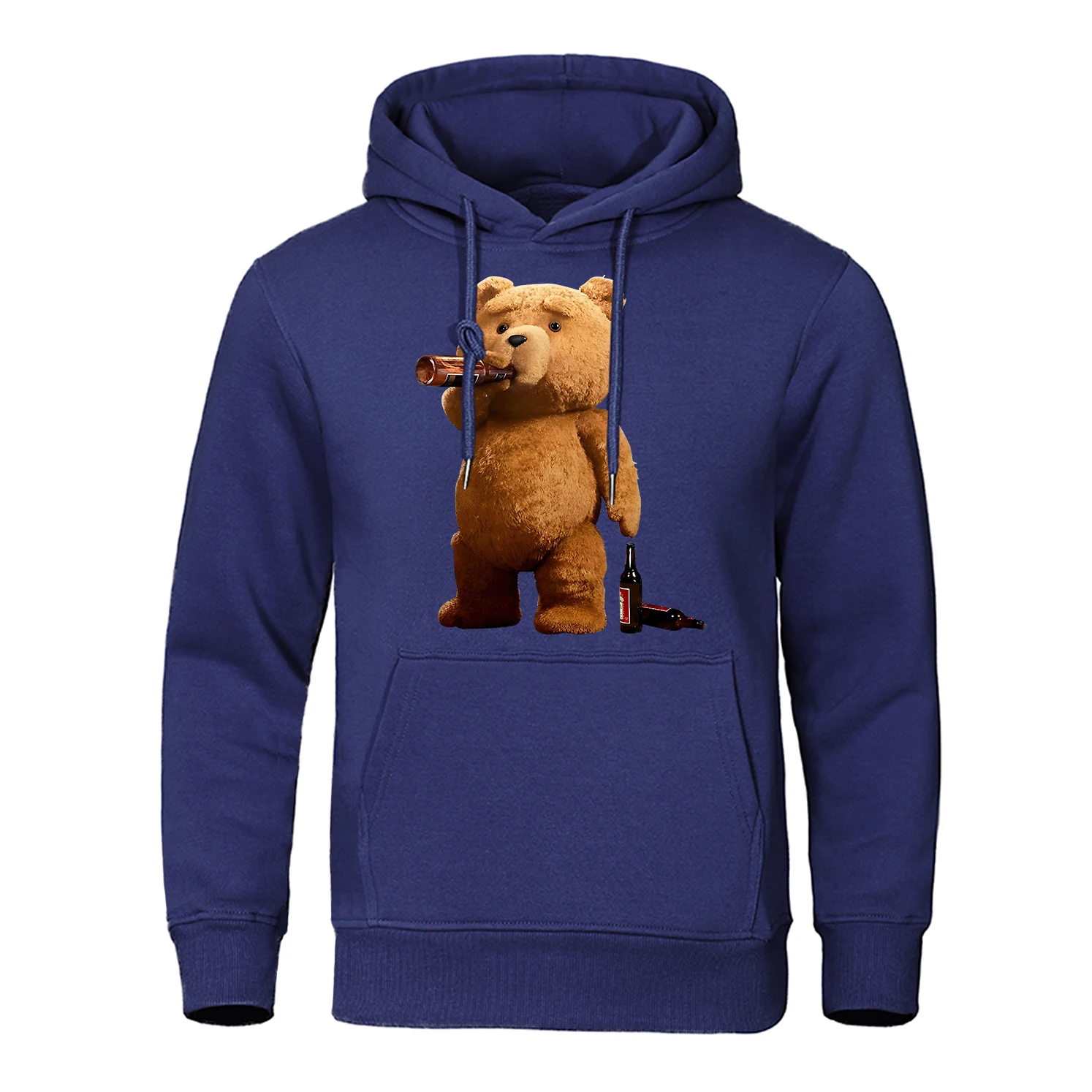 Mr.Ted Bear Is A Beer Lover Printed Hoodies Men Casual Comfortable Clothing Loose Fleece Clothes Fashion Pullovers Streetwear