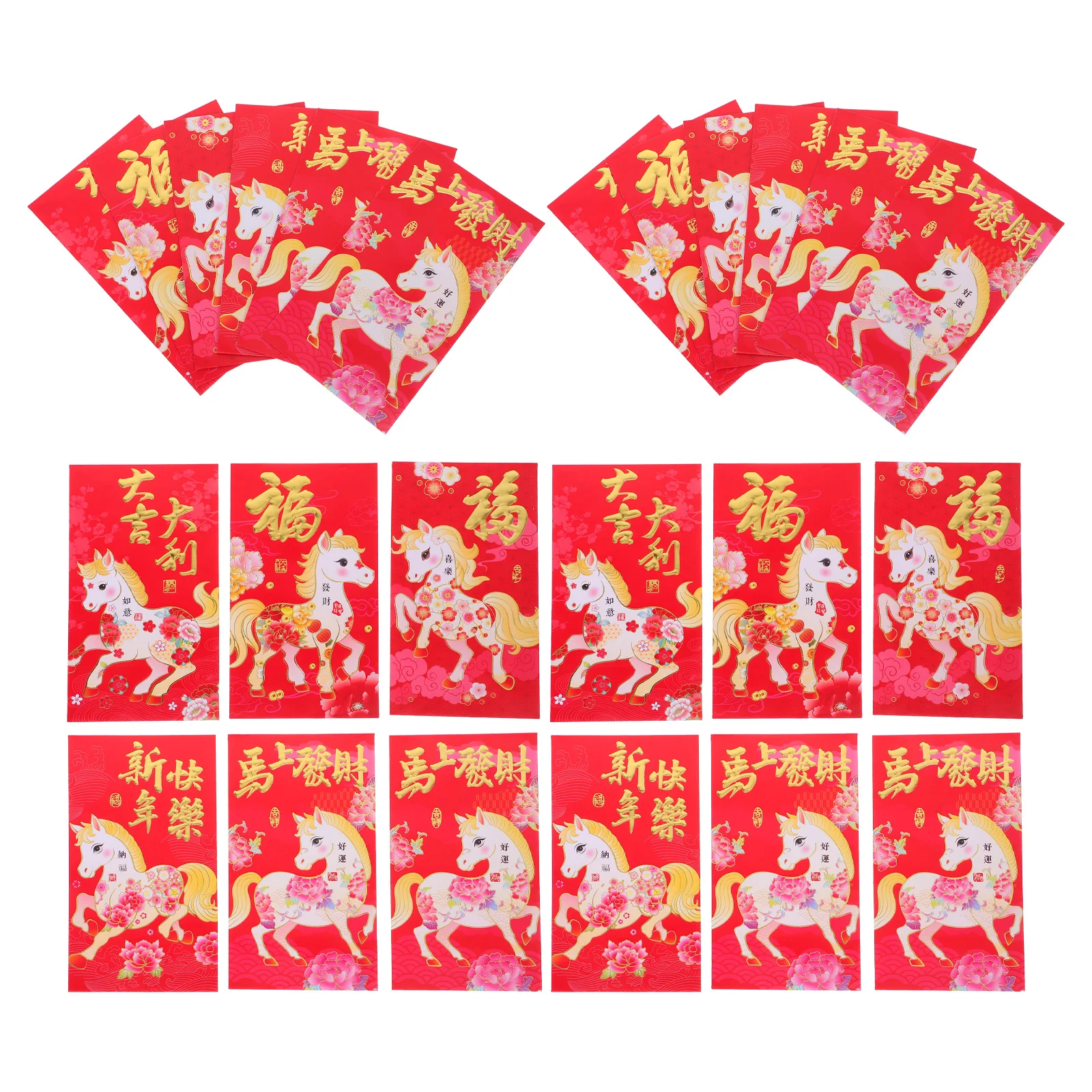 

60 Pcs Spring Festival Red Envelopes for The Year of Horse Lunar New Packets Chinese Yeart Paper