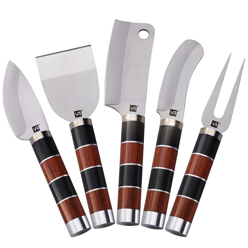 

5 Pieces Cheese Knife Set with Colorful Wooden Handle Stainless Steel Cheese Knives Set for Charcuterie Board Accessories