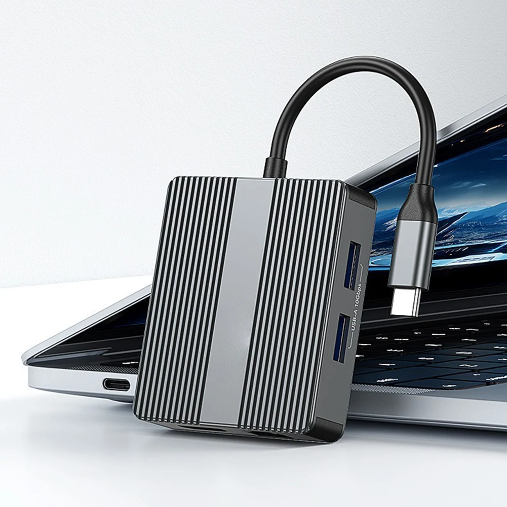 

1 шт. HD706 7-в-1 сплиттер-док-станция с 2 портами HDMI, 4K60Hz, гетерогенный гигабитный Ethernet-порт, USB3.2, простой в использовании