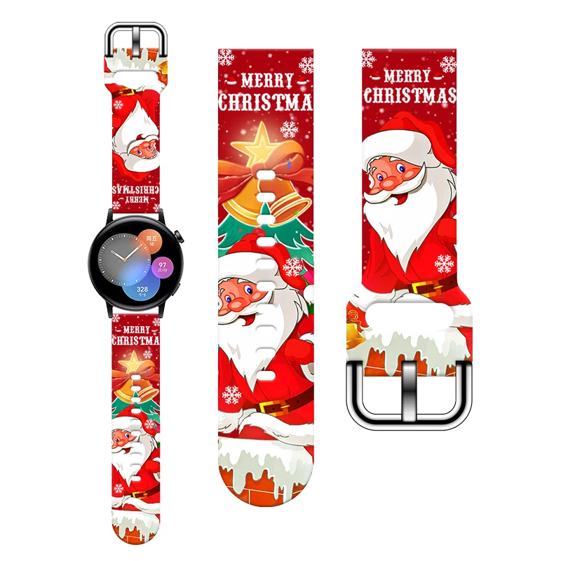 

20MM Christmas Series 8 Printed strap for Samsung Galaxy Watch 7/6 40mm 44mm Band Replaceable Bracelet for Xiaomi Huawei Watch