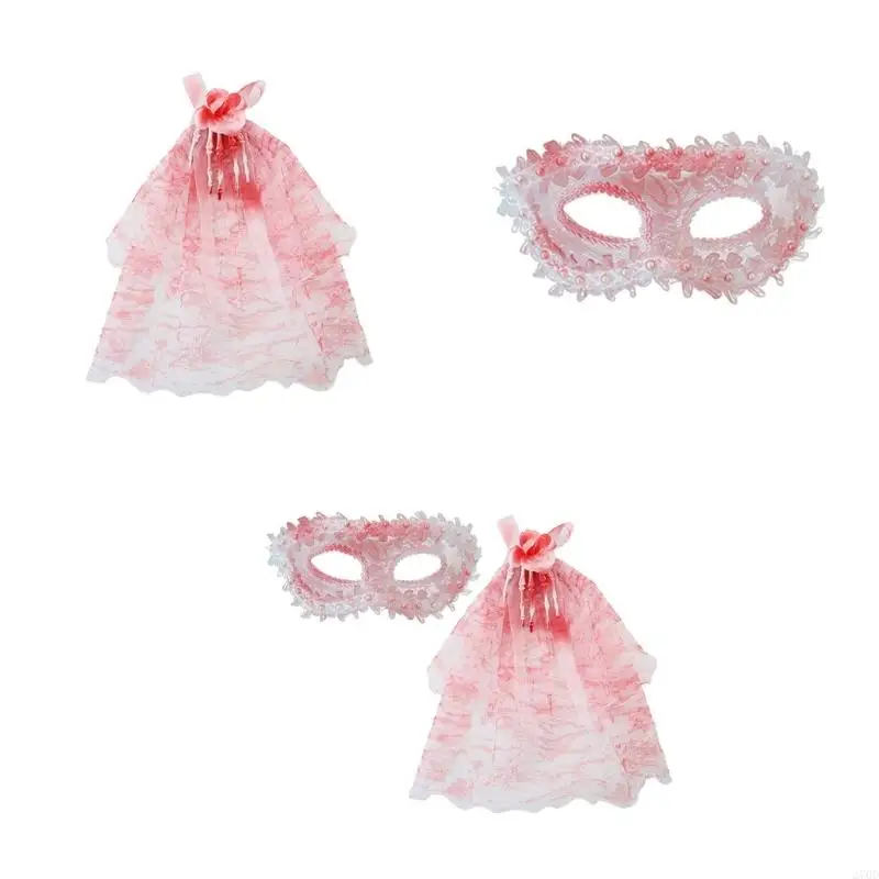 270D 1/2Pcs Flower Skull Hair Clips Bloody Masquerades Mask Bloody Prom Queen Costume Accessories Halloween Fancy Dress