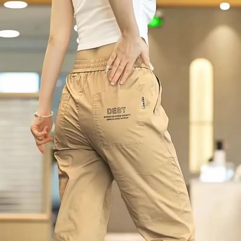 Qui Dry Ice Silk Men's Casual Pants Summer Thin Breathable Sport Dirt Resistant Wearable Long Trousers for Working