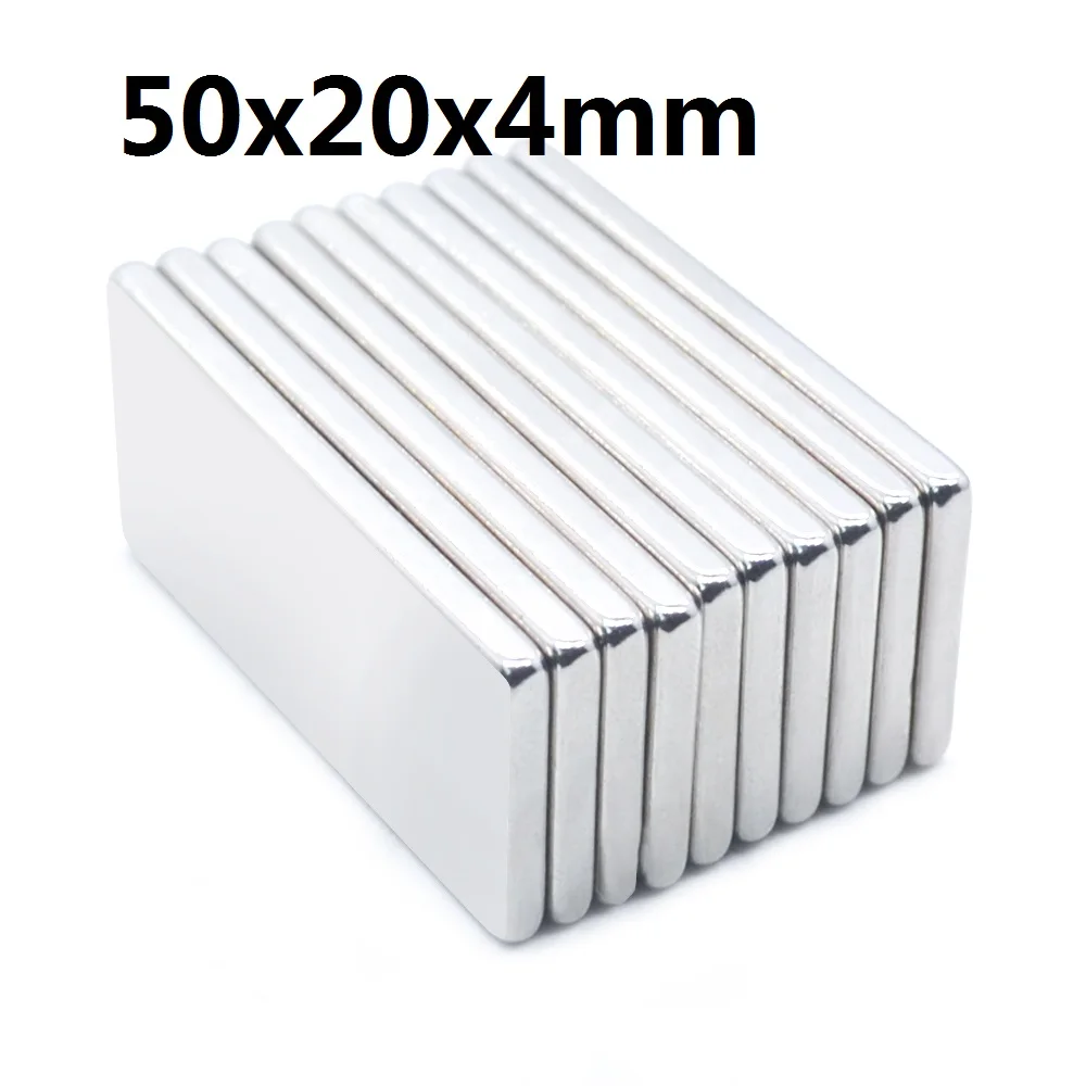 1-100Pcs 50x20x4mm Neodymium Magnet 50mm x 20mm x 4mm N35 NdFeB Block Super Powerful Strong Permanent Magnetic imanes new magnet