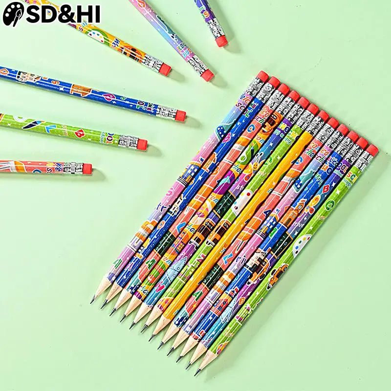 12pcs/lot HB Wooden Pencil Lapices With Eraser For Student Children Drawing Writing Lapiz For School Stationery Writing Supplies