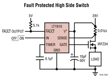 LT1910ES8 LT1910IS8 LT1910 - برنامج تشغيل MOSFET عالي الجانب محمي