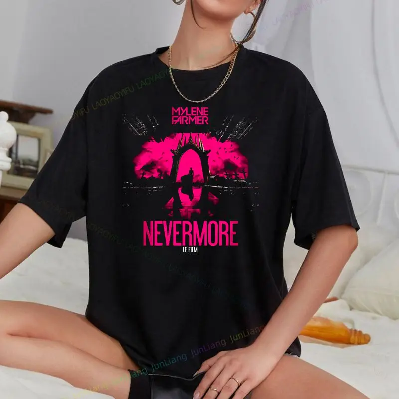 France Mylene Farmer Nevermore T-shirt Summer Crewneck Oversized Short-sleeved T-shirt Unisex 100% Cotton Garment Top