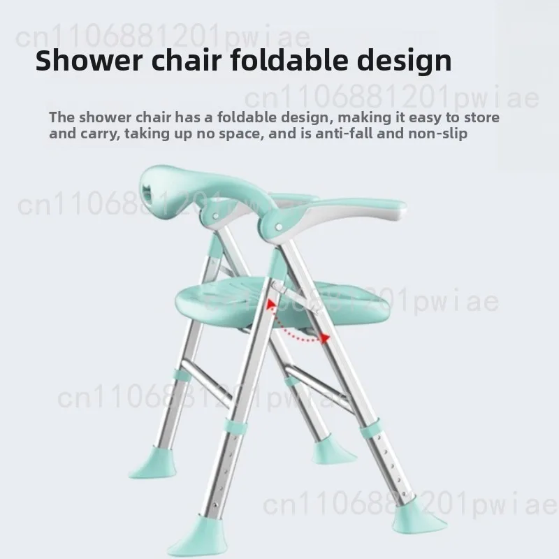 Shower Chair Elderly Bathroom Safety Aluminum Alloy Bench with Backrest Stable and Anti Slip Seat