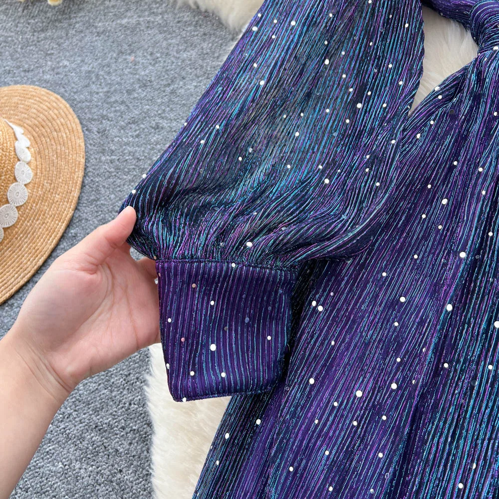 Chic vintage Criss-Cross long sleeve loose Elegant Fairy korean fashion Boho Sundress women clothing Long dress