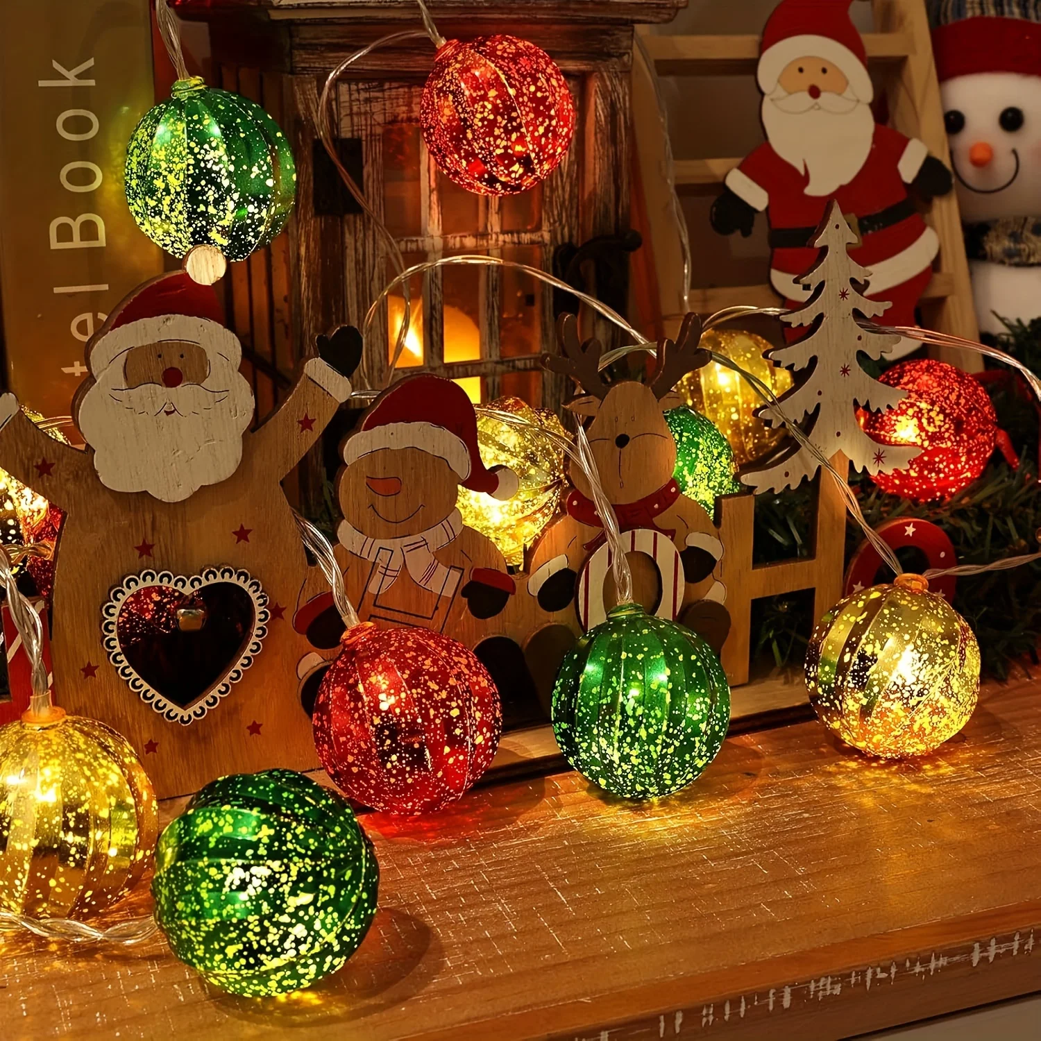 1pc 10LED Christmas Ball String Lights with Warm White- Festive LED Fairy Lights for Christmas Decoratio,Holiday Decor, Weddings