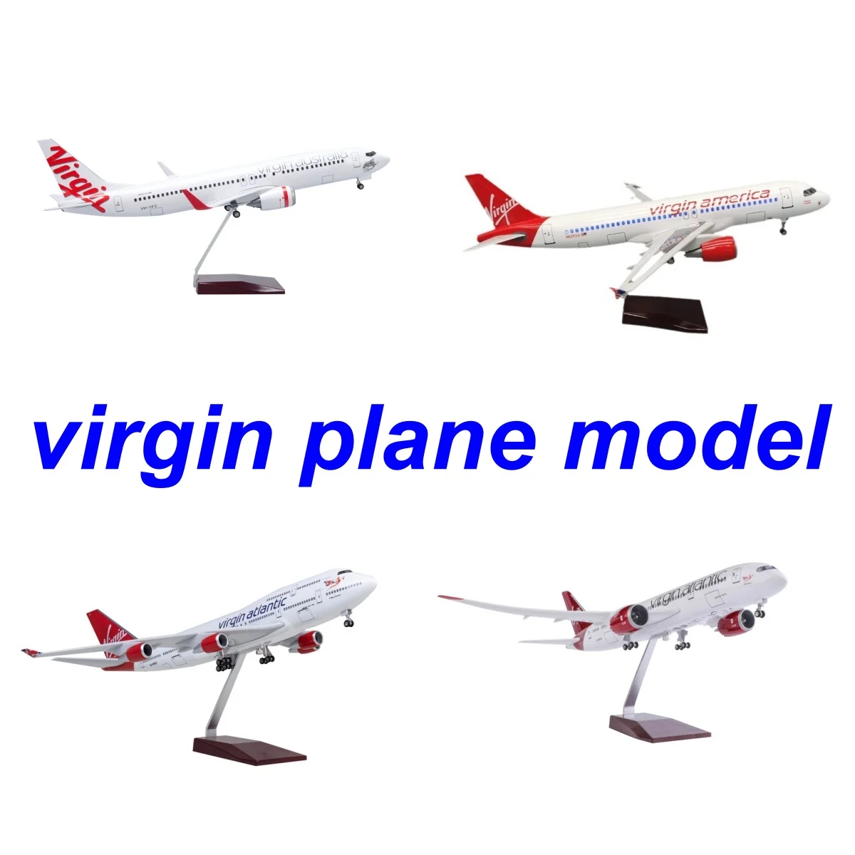 

Model Airplane Toys A320 B737 B747 B787 Virgin Airways Diecast Resin Plane With LED & Stand Adults Ornament