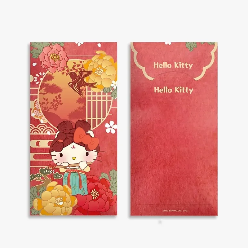 10pcs Sanrio Hello Kitty Red Envelopes Cartoon Cute Spring Festival Chinese New Year Kid Lucky Money Bag Birthday Marry Red Bags