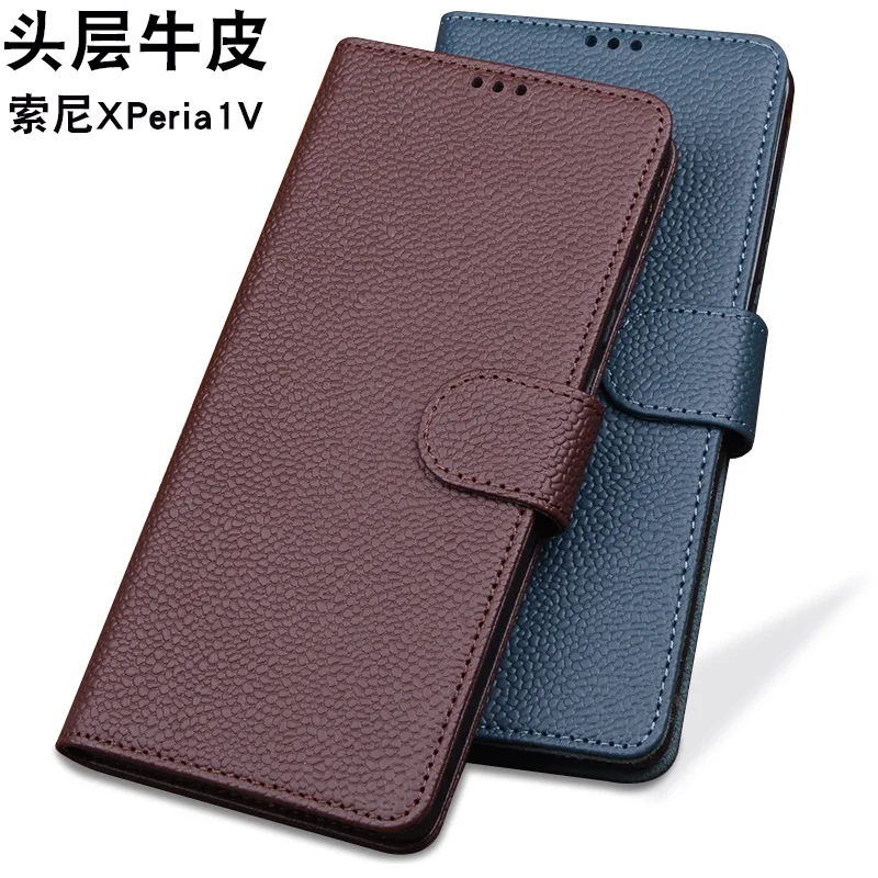 Hot Sales Luxury Genuine Leather Flip Phone Cases For For Sony Xperia 1 V Pro-i Leather Half Pack Phone Cover Case Shockproof