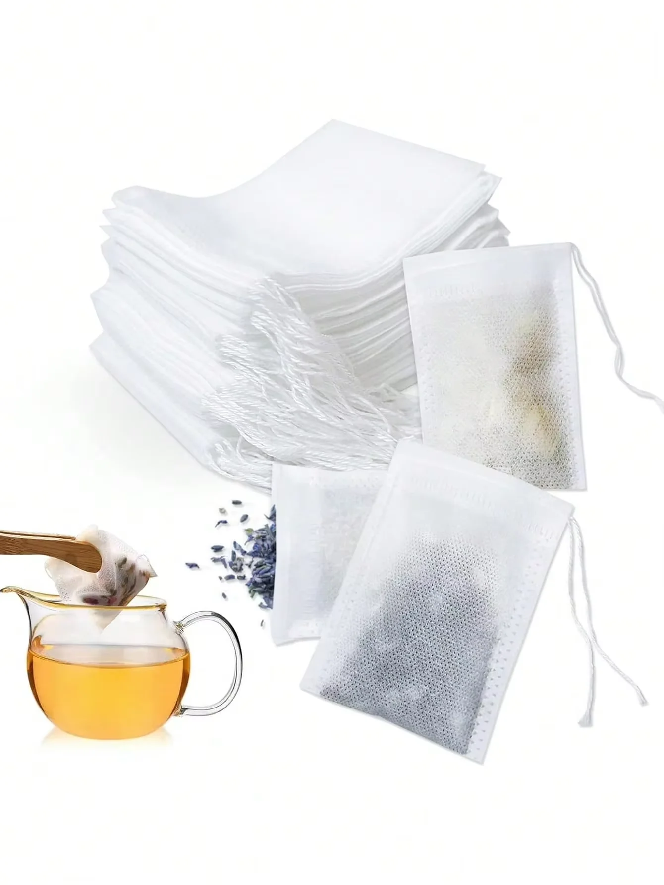 100pcs Disposable Tea Bags Filter Bags S-XL Non-woven Fabric Spice Filters Teabags for Tea Infuser with String Heal Seal Food