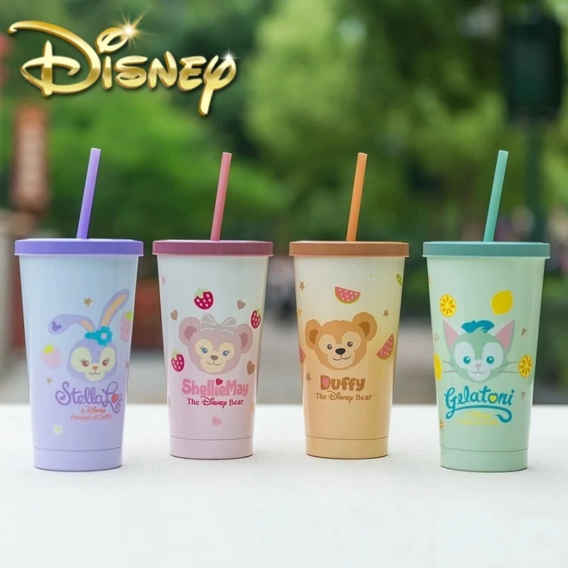 2024 New Disneyland Anime Stellalou Duffy Shelliemay Summer Straw Cup Cute 500ml Large Capacity Stainles Steel Cup Holiday Gift