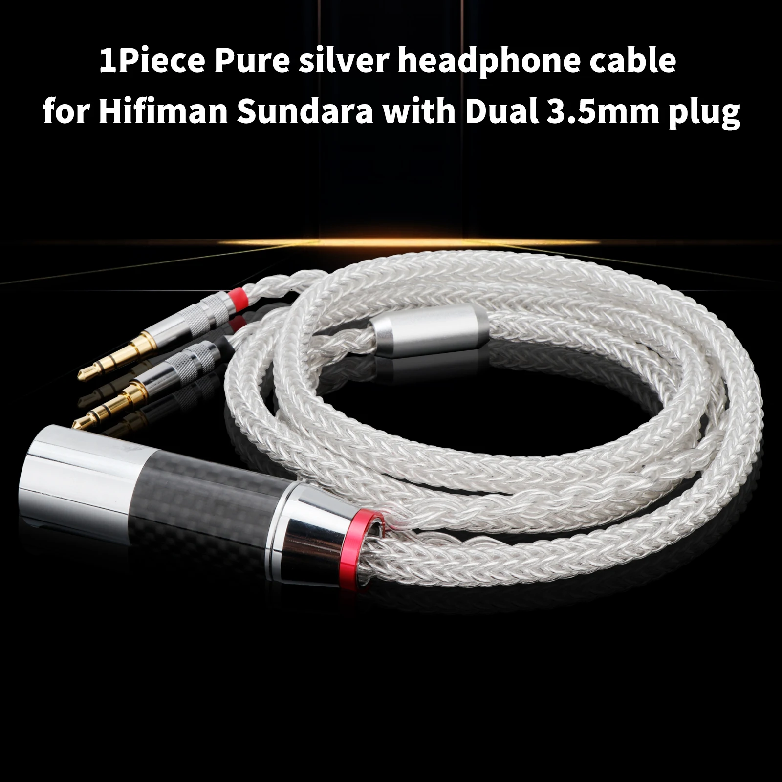 16-Core Pure Silver 2x 3.5mm Headphone Cable for Hifiman Arya HE1000se, HE6se, HE4xx - High Fidelity Sound with UPOCC Transmissi