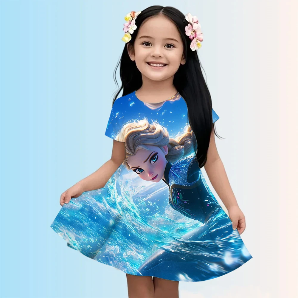 ديزني الأميرة تنورة قصيرة ملابس الأطفال غير رسمية 2025 فستان صيفي بناتي ملابس الأطفال 3 إلى 14 سنة للأطفال
