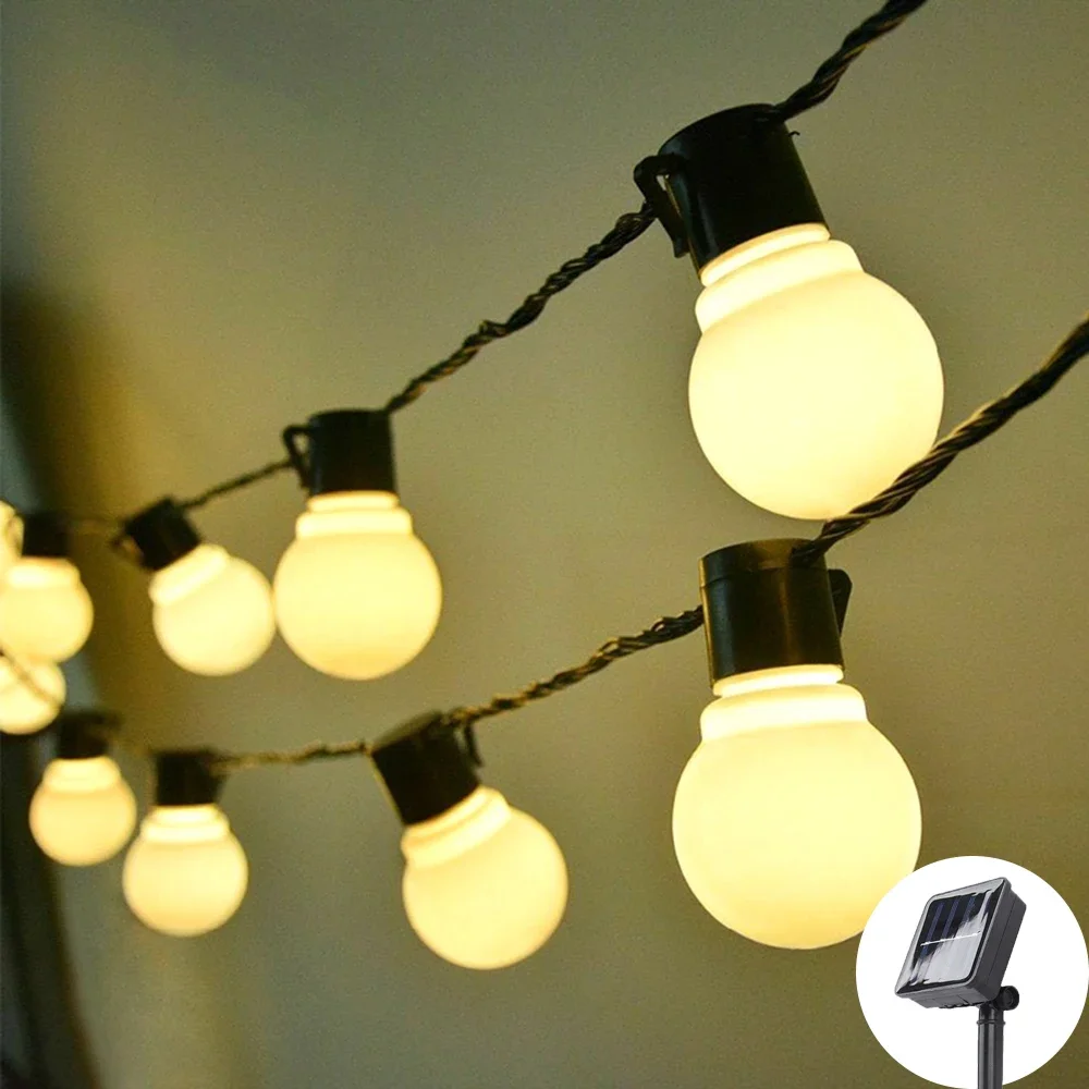 10-38 Leds Globe Solar Fairy String Lights Christmas Garland Street Wedding Bulb Lamps Outdoor for Party Holiday Garden Patio
