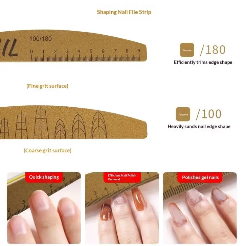 5 pièces ensemble de limes à ongles avec échelle Nail Art Double face 80-240 grain lime à ongles meulage ponçage tampon polissage outil de manucure