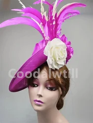 Fashion Chic Flower Fascinator Women Hats Headband Ladies Mariage Millinery Cap Kentucky Feather Fascinators Headpiece Femme
