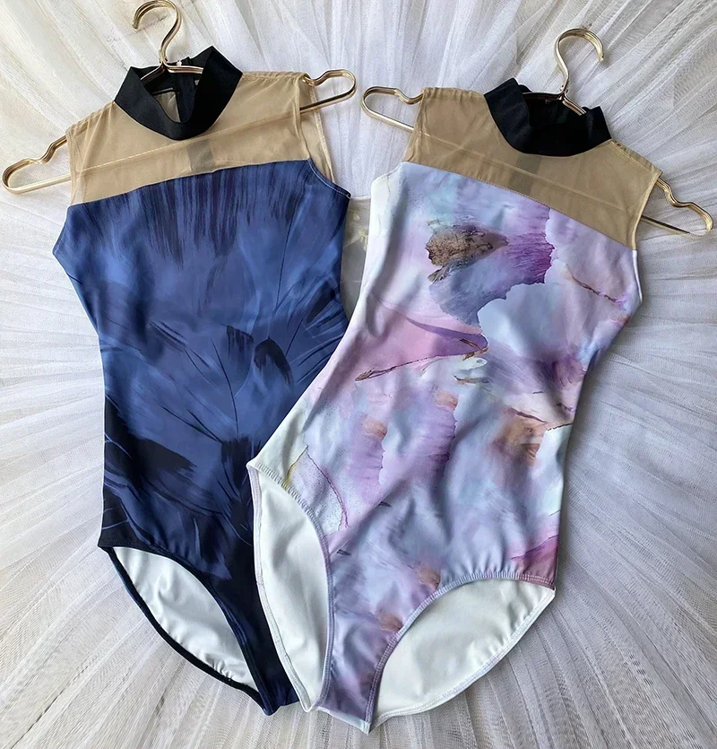 Daily Practice Ballet Dance Leotard Women White High Collar Ballet Gymnastics Dancing Clothes Lady's Advanced Ballet Leotard
