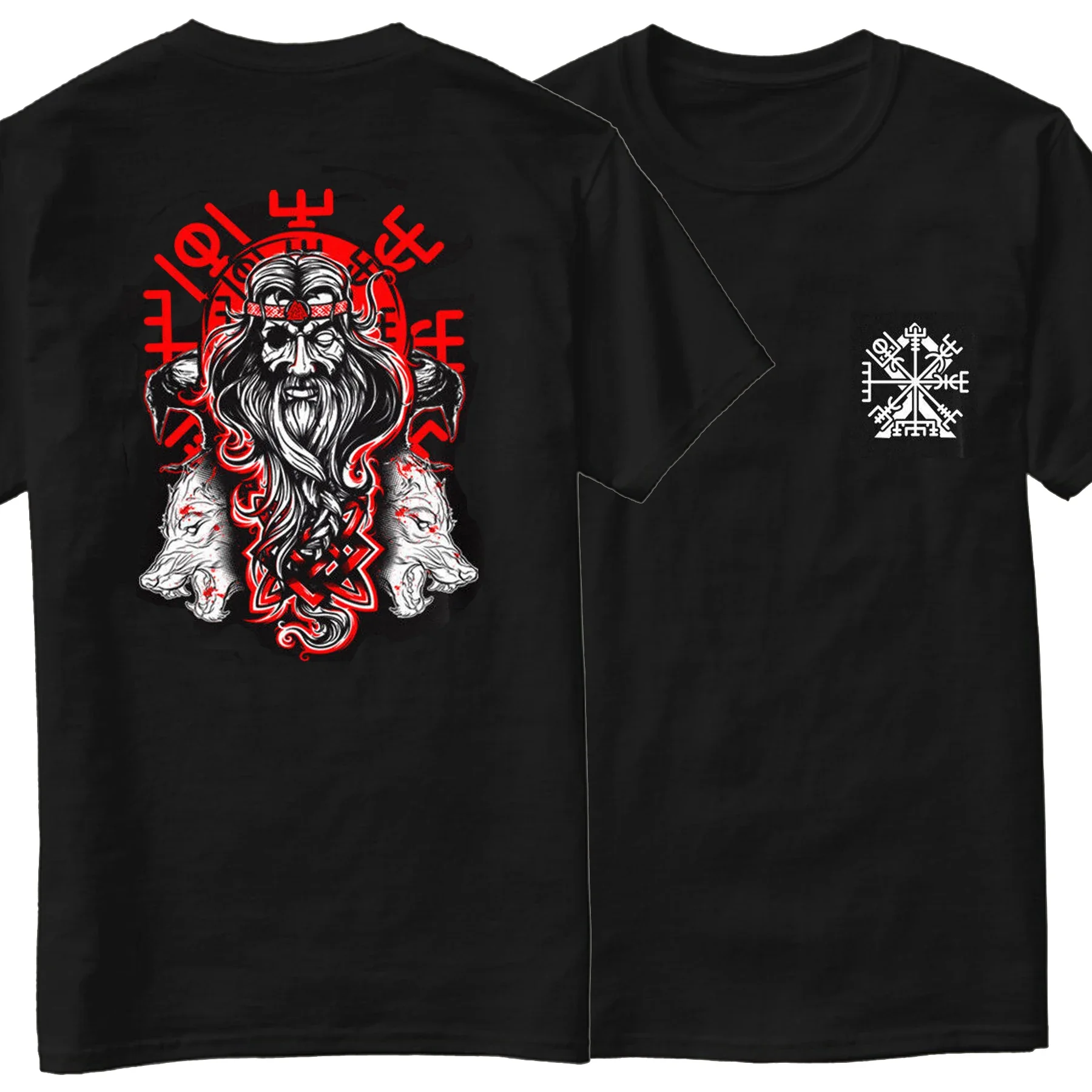 Nordic Compass Vegvisir Rune God Nordic warriors T-Shirt 100% Cotton O-Neck Summer Short Sleeve Casual Mens T-shirt Size S-3XL