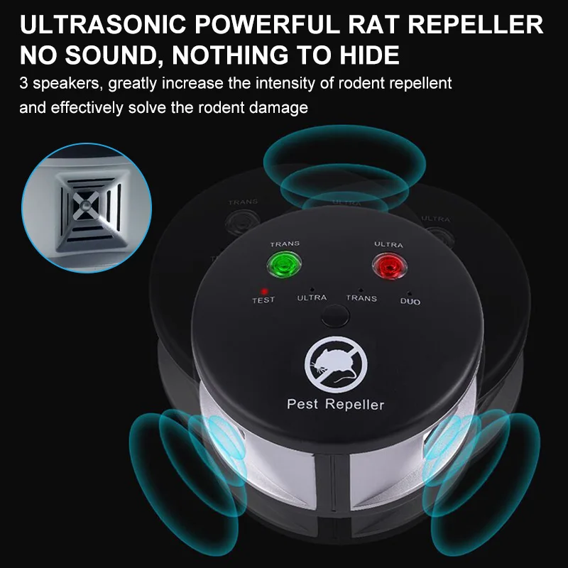 Repelente de ratones ultrasónico para el hogar, dispositivo electrónico para Control de plagas, Control de roedores, jardín