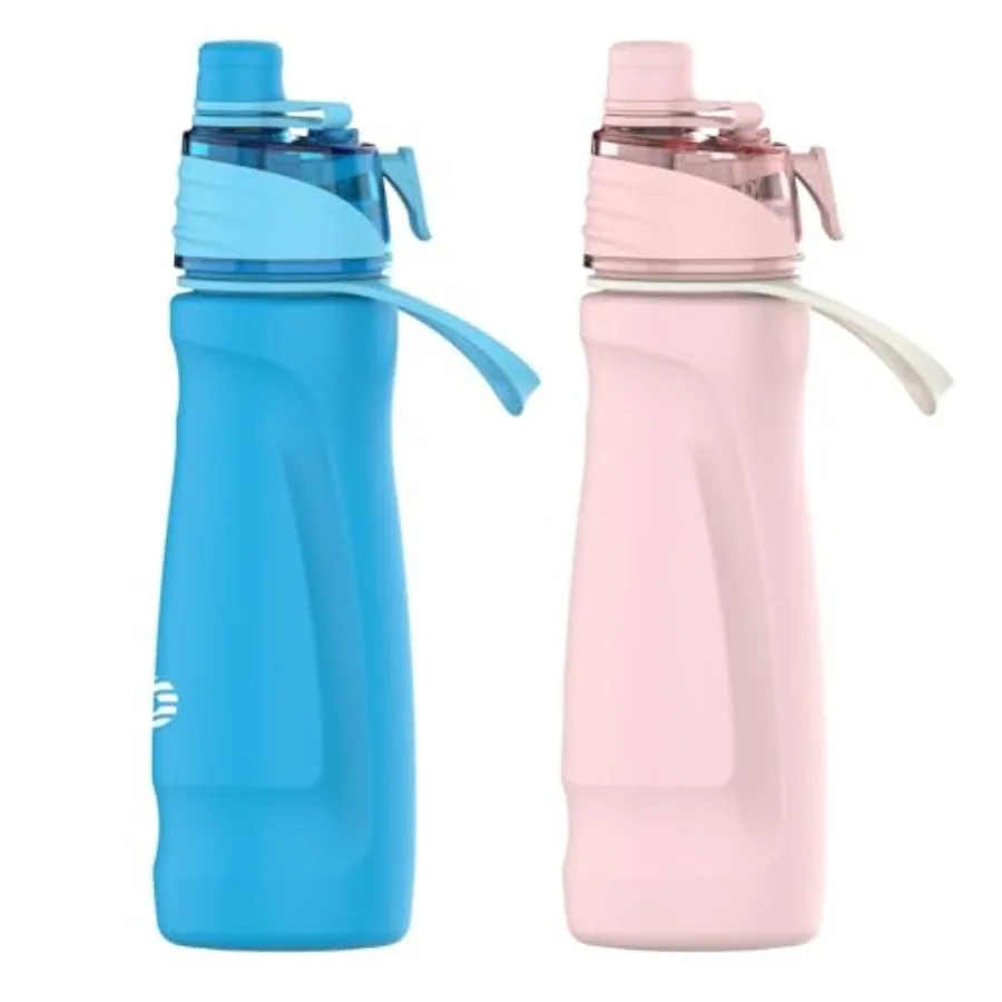 

Misting Water Bottle, 24oz Insulated Water Bottle, 2-in-1 Mist and Sip Stainless Steel Water Bottles, Thermo for Hot Drinks/Col