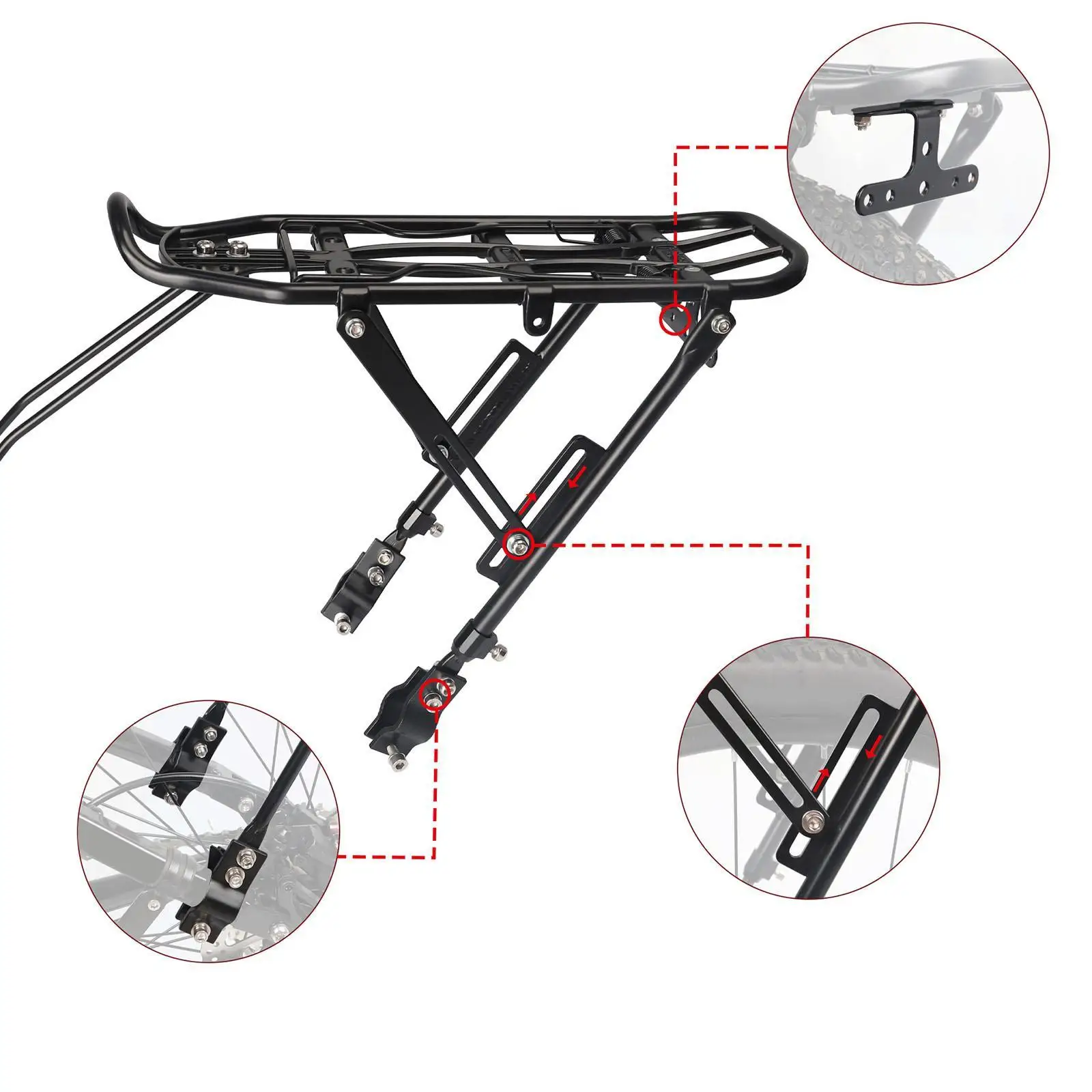 

Mountain Bike Rear Cargo Rack Adjustable Aluminum Alloy Accessories Luggage