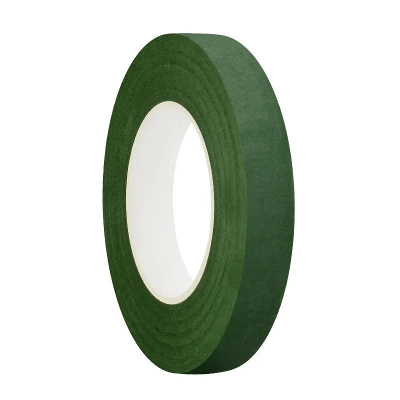 ริบบิ้นสีเขียวม้วนสำหรับห่อดอกไม้ เทปกระดาษห่อก้านดอกไม้แบบมีกาวในตัว สำหรับร้านดอกไม้ งาน DIY ตกแต่งดอกไม้ อุปกรณ์ประกอบฉากงานแต่งงาน