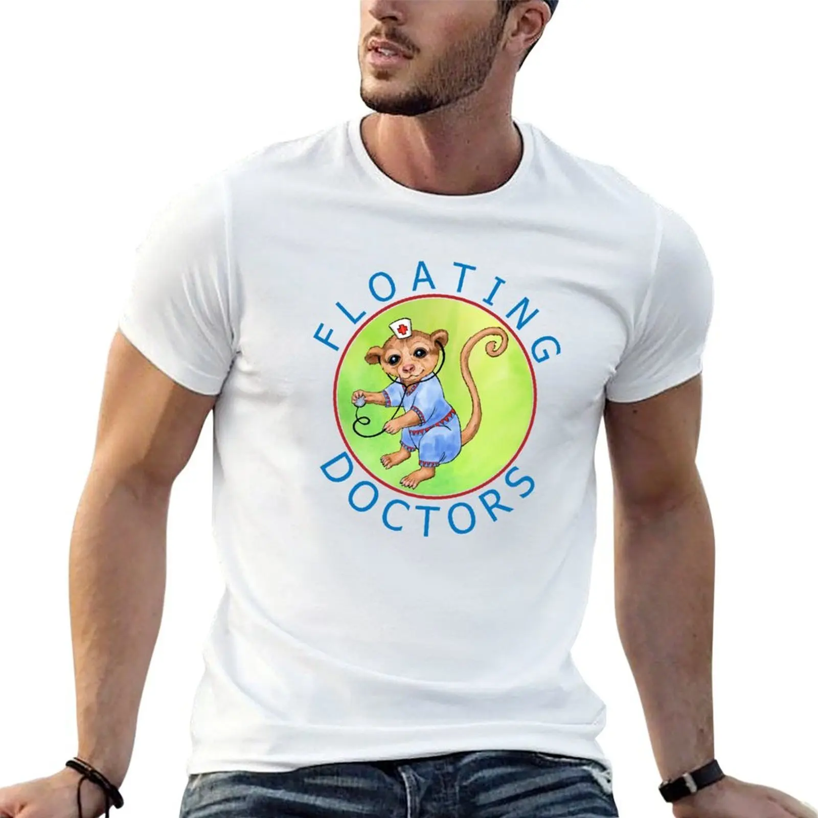 Floating Doctors Dr Kinkajou Red Circle Collection T-Shirt t shirts for man slim fit man t shirt cotton high quality T-Shirt