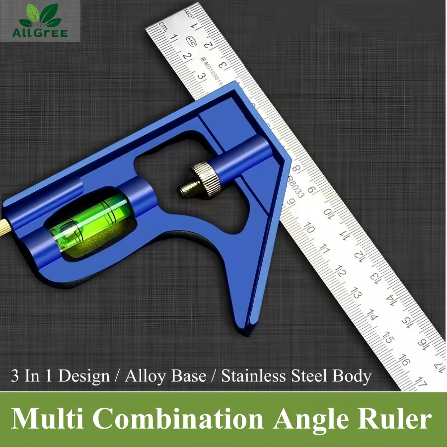 

Blue 30cm Multi Combination Right Angle Ruler 3 In 1 Square Angle Ruler Set Adjustable Engineers Protractor Woodwork Measuring