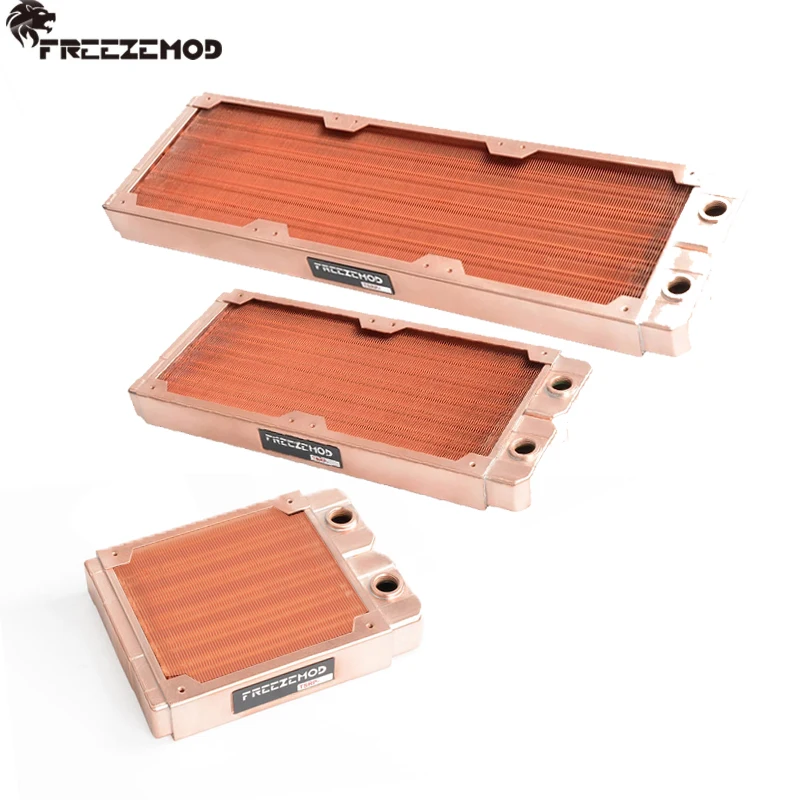 

FREEZEMOD Full Copper PC Radiator Heatsink 30mm Thickness,G1/4‘’ Water Cooling Cooler Support 120mm Fan 120/240/360mm